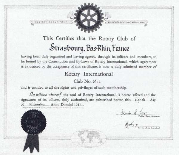 Charte du Rotary Club Strasbourg